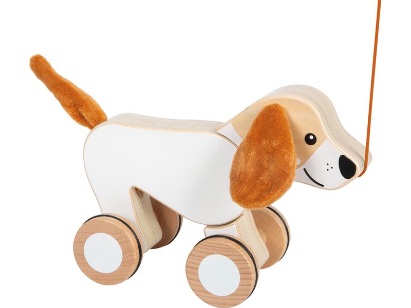 small foot Nachziehspielzeug Nachziehtier Hund mit Knistero Holz-Nachziehtier Hund mit Knisterohren