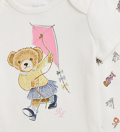 Polo Ralph Lauren Bodys k/æ - 2er-Pack - Weiß m. Sommerdruck