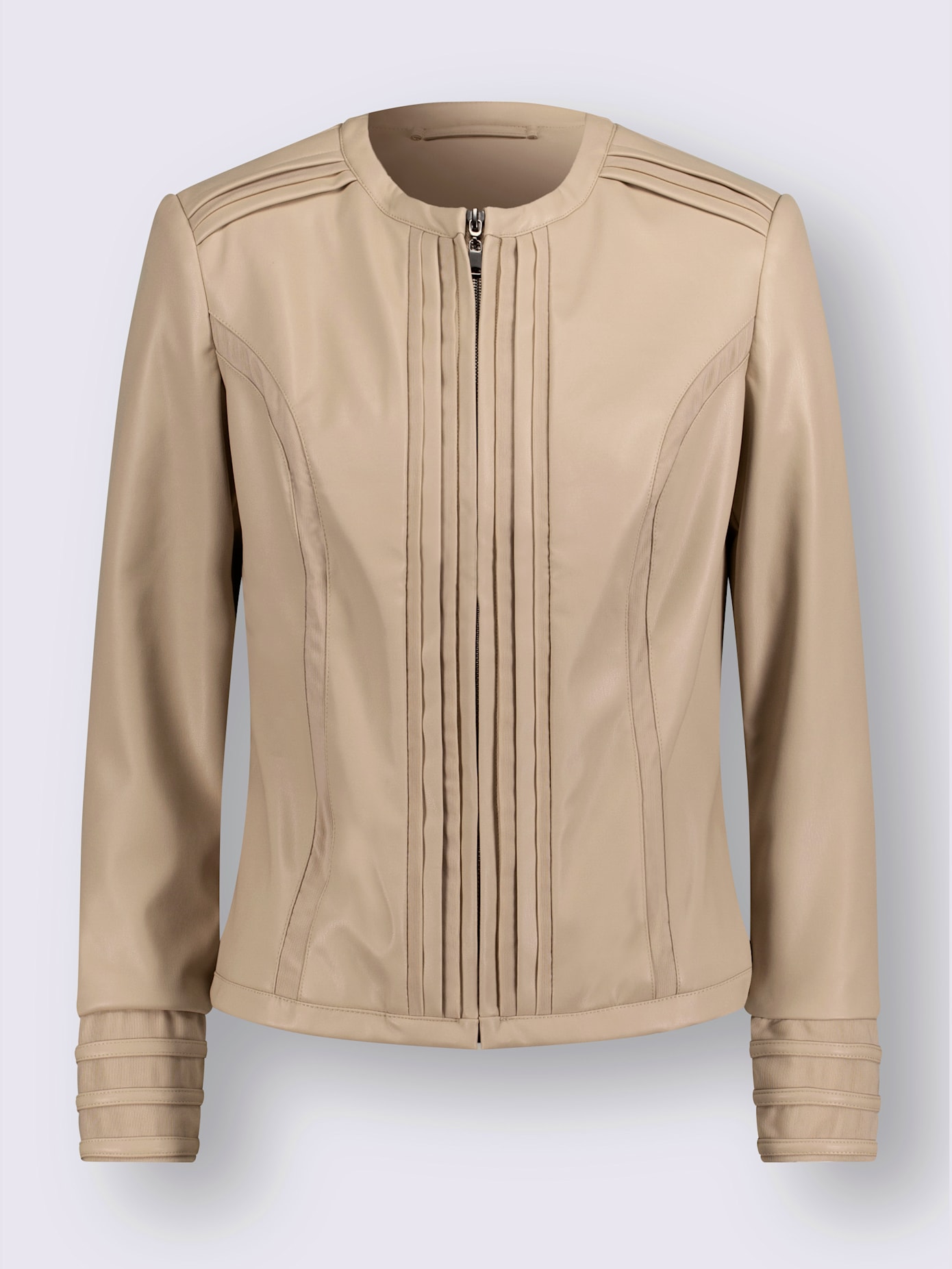 Blazer en imitation cuir empiècements maille décoratifs