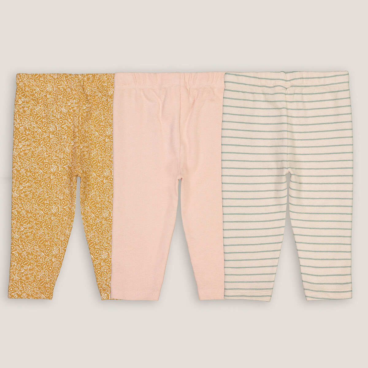 COLEÇÃO LA REDOUTE<br>Conjunto de 3 leggings em algodão fantasia