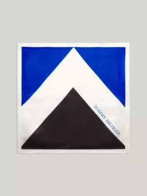 Lenço quadrado de cetim com estampa chevron
