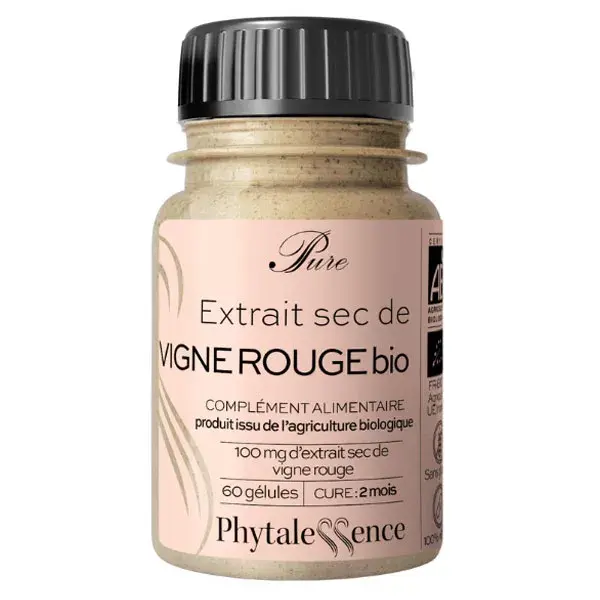 Phytalessence Pure Extrait Sec de Vigne Rouge Bio 60 gélules