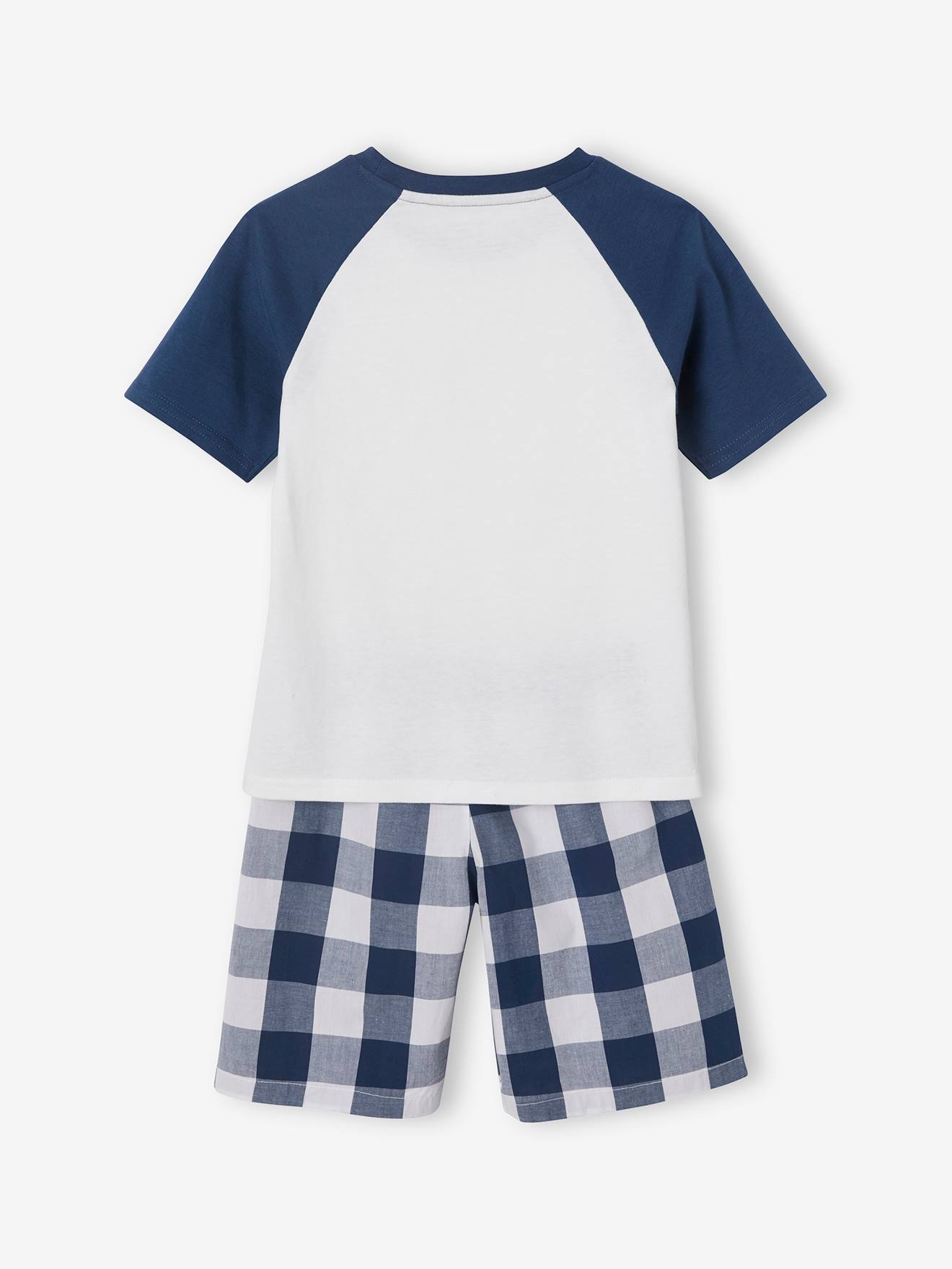 Conjunto de pijama azul oceano estampado com shorts para meninos