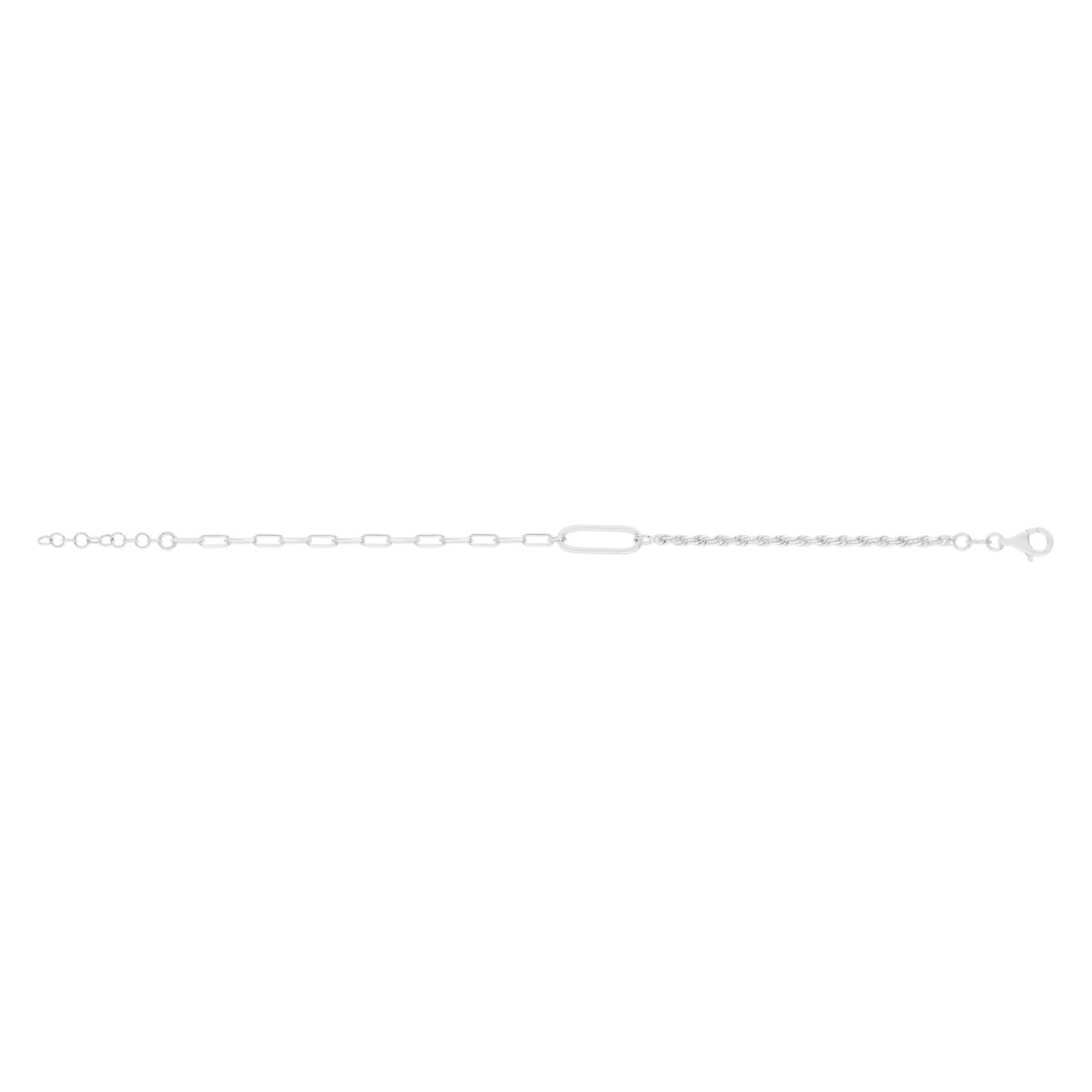 Bracelet argent 925 maille trombone et torsadée 20,5 cm