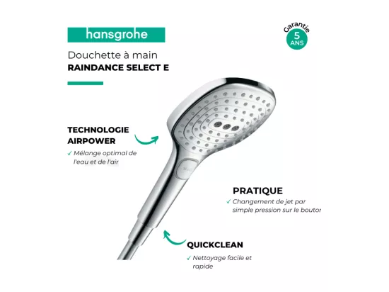 Douchette à main HANSGROHE Raindance Select E 3 jets chromé
