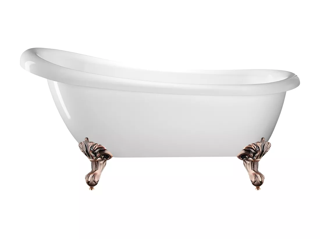 Baignoire ancienne rétro sur pieds RICHMOND Blanche 171 cm Pieds d'Aigle Cuivre rouge vieilli