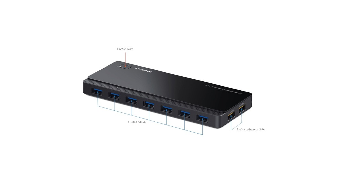 TP-LinkUH720 7-Port USB 3.0 usb-hub  (Zwart, Met oplaadaansluitingen)