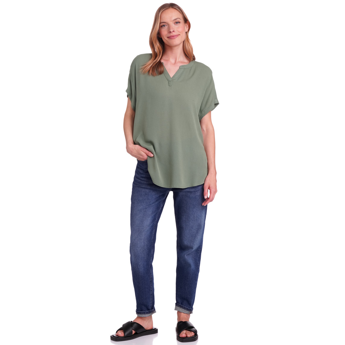 Gina Benotti Damen Bluse aus Viskose dunkelgrün