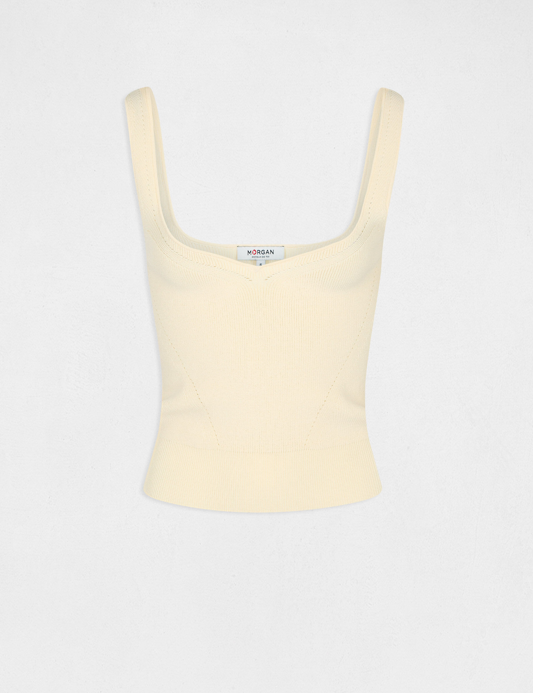 Pull débardeur avec col en V jaune paille femme - jaune_paille