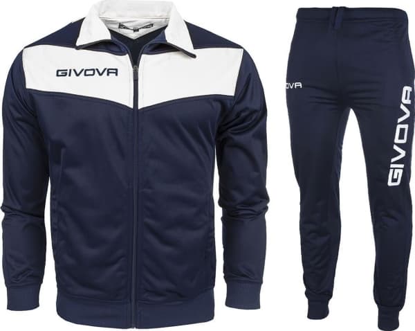 Givova Fotballtreningstreningssett joggebukser Givova Tuta Visa Triacetato marineblå og hvit TR018 0403 3XS