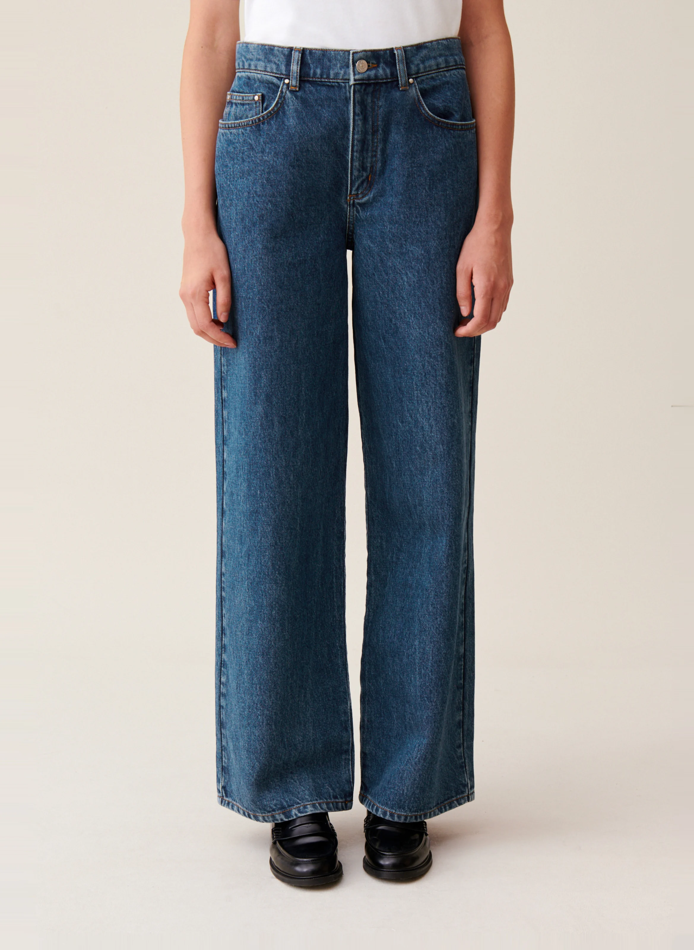 Jean large en coton | Bleu