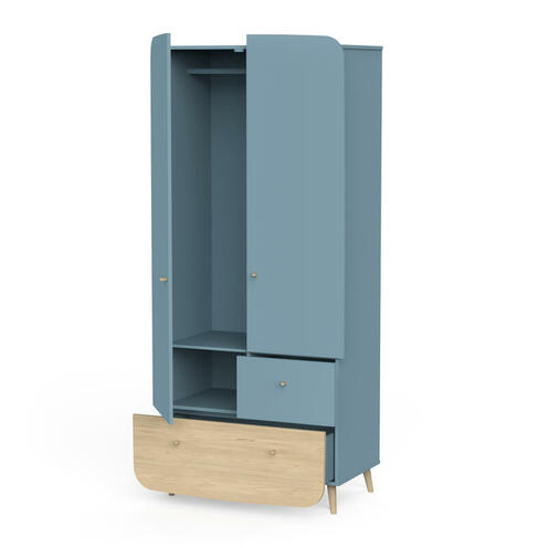 Armoire 2 portes + 2 tiroirs FIRMIANA Bleu Orage - CBA Meubles