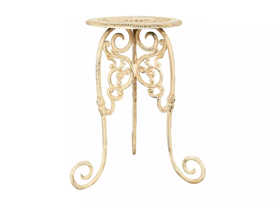 BISCOTTINI Support de Pot de Fleurs - Fonte avec Finition Argent Antique - Porte-Plante - Pot d'Intérieur et d'Extérieur - Jardinière - Jardin - Salon - Salle à Manger - Présentoir - Décoratif - 45x45x60cm