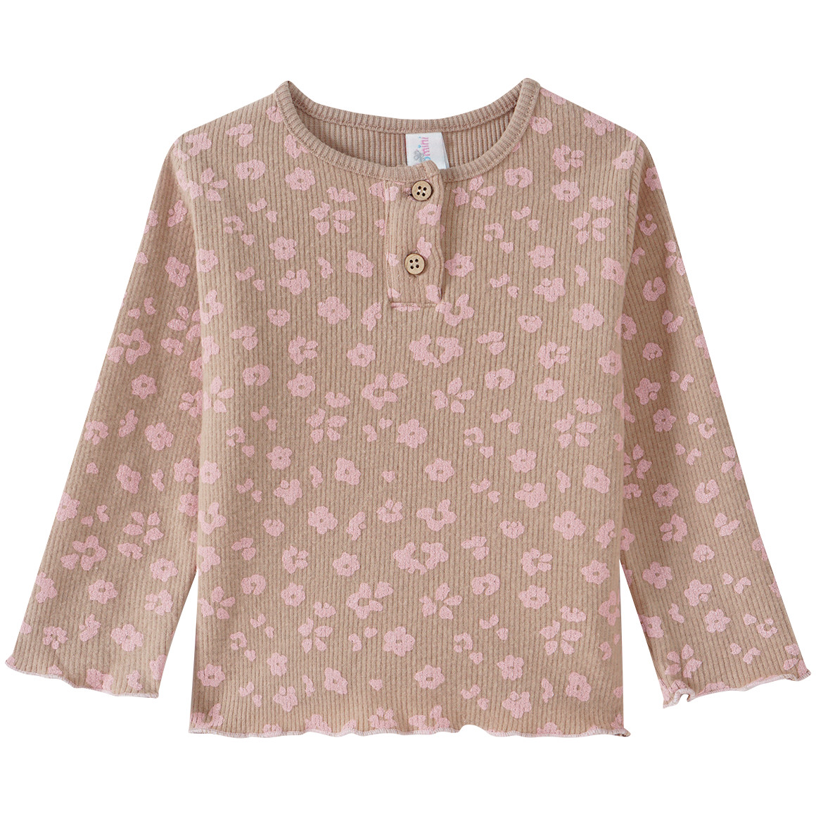 Topomini Baby Langarmshirt mit Ripp-Struktur hellbraun / rosa