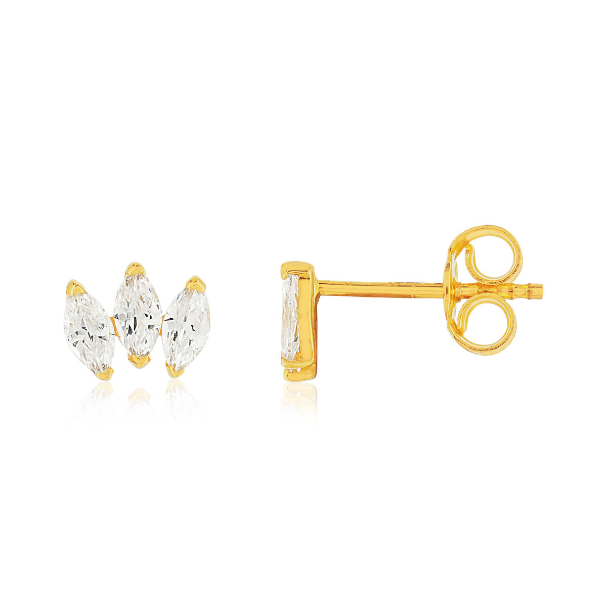 Boucles d'oreilles or 375 jaune zirconia blanc