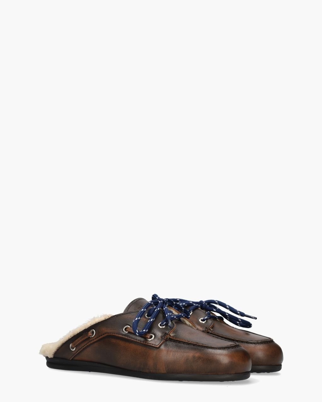 Posa Boat Loafer Mule Fur Donkerbruin Damesslippers