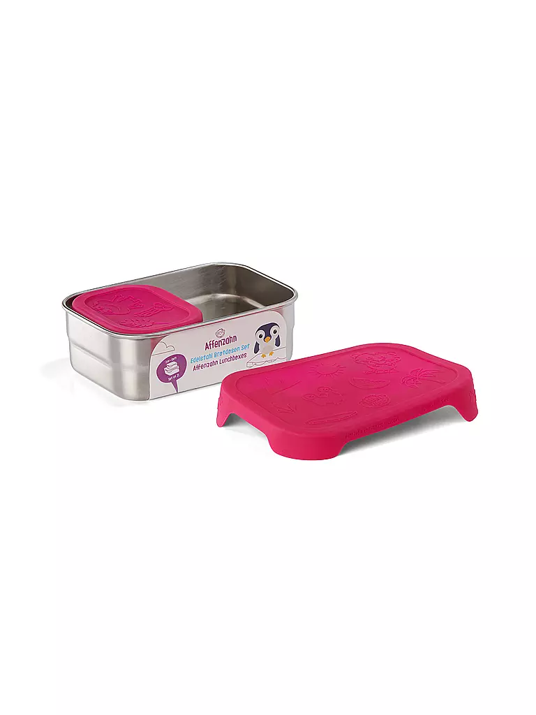 AFFENZAHN Edelstahl-Brotdose  pink