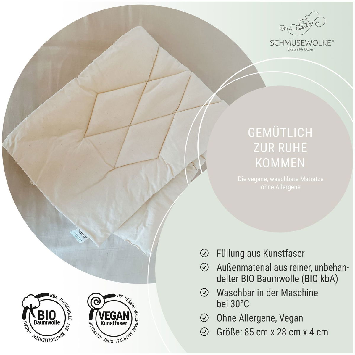 SCHMUSEWOLKESCHMUSEWOLKE   Tipi weiss mit weissem Motor und Bio Federwiege natur Synthetisch