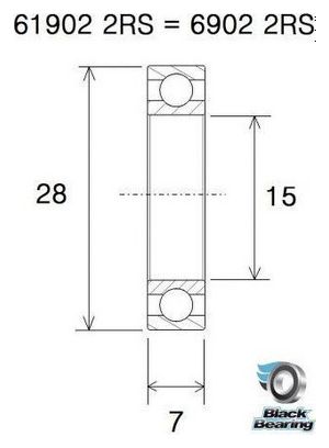 Roulement B5 - BLACKBEARING - 61902-2rs / 6902-2rs