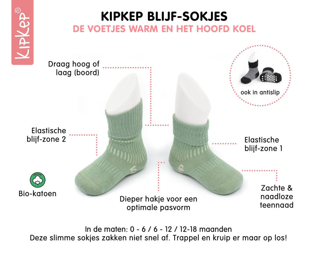 Blijf-Sokjes met anti-slip nopjes 12-18 mnd groen