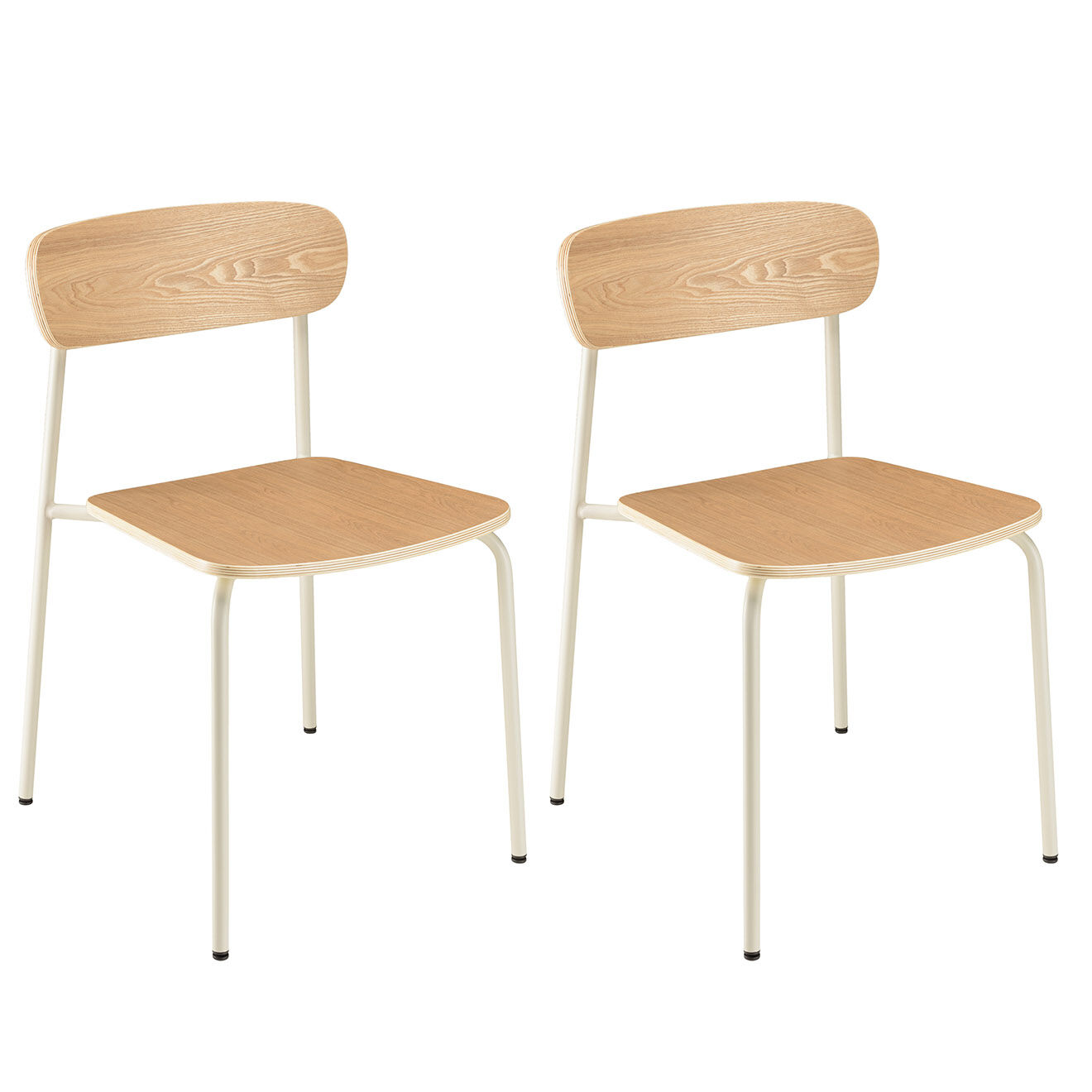 Macabane 2 Chaises d'écolier Tom naturel/blanc - 47x51x78 cm