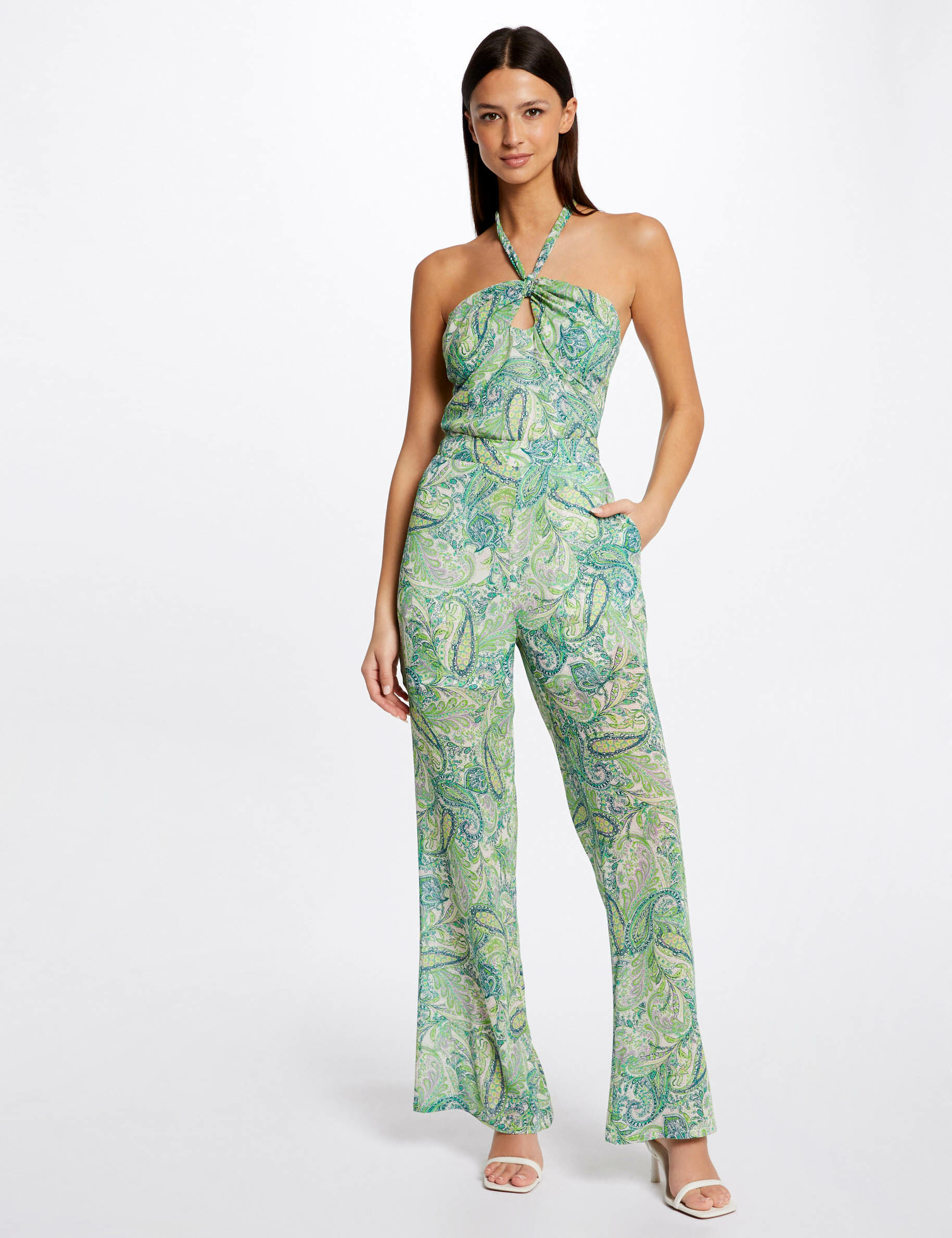 Pantalon droit fluide imprimé cachemire multico femme - multico