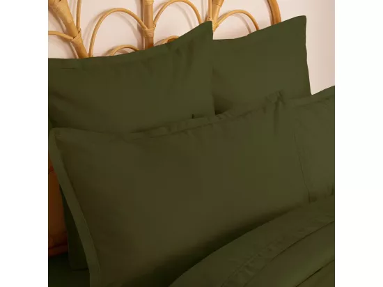 Taie d'oreiller en Coton Vert Kaki 50 x 70 cm