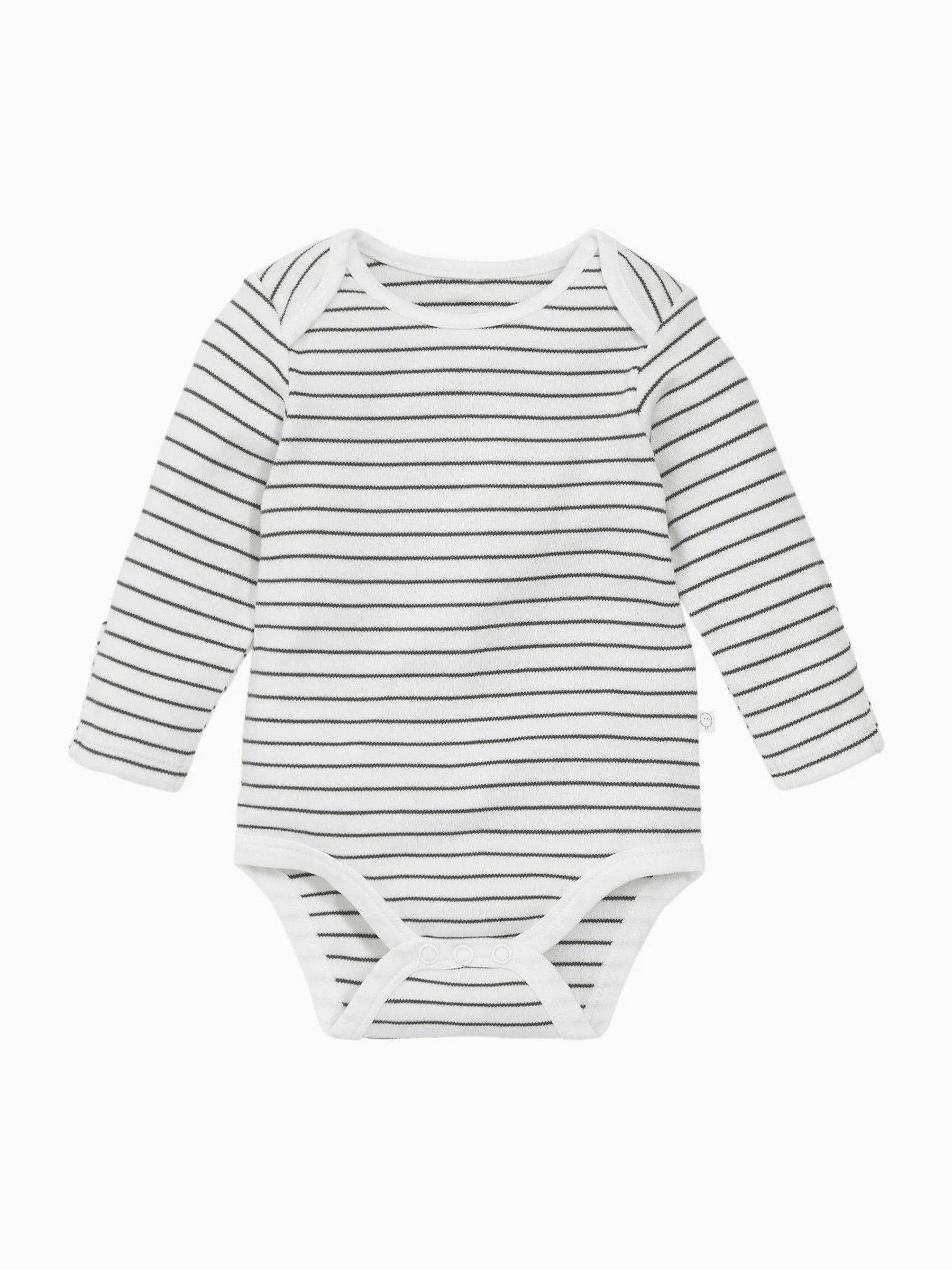 Grijs/wit - MORI Lange Mouw Envelope Hals Bodysuit