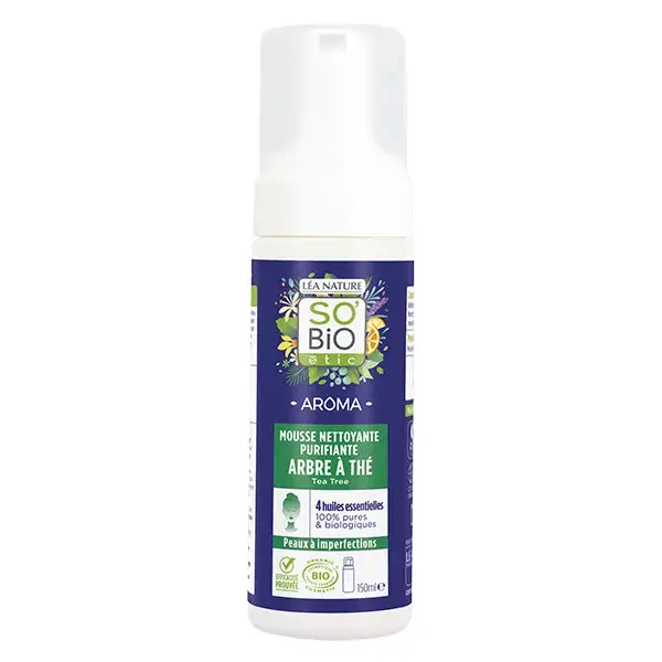 Mousse de limpeza purificante So'Bio Étic com aroma de melaleuca orgânica 150ml