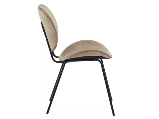 Lot de 2 chaises SABINE - Effet velours & métal - Beige