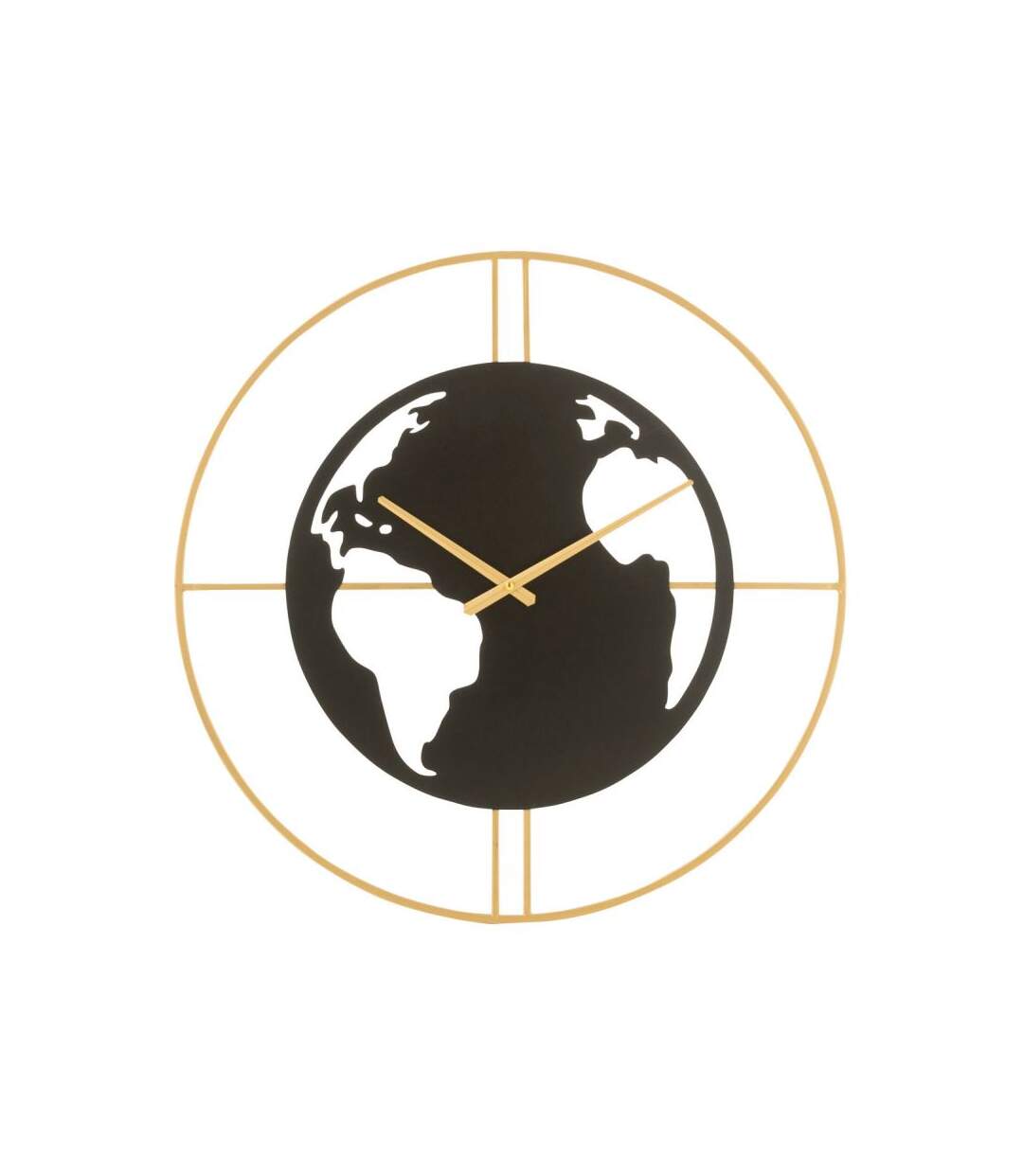 Paris Prix - Horloge Murale carte Du Monde 60cm Noir & Or