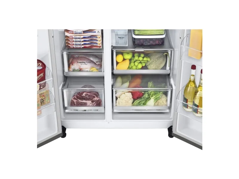 LG InstaView GSGV81PYLL, Fritstående, Amerikansk dør, Sølv, 2 dør(e), Prime Silver, Berøring