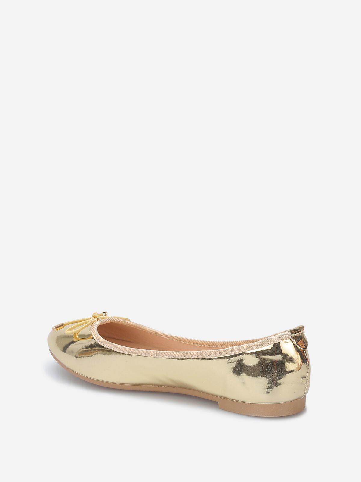Ballerines plates vernies avec noeud- Doré