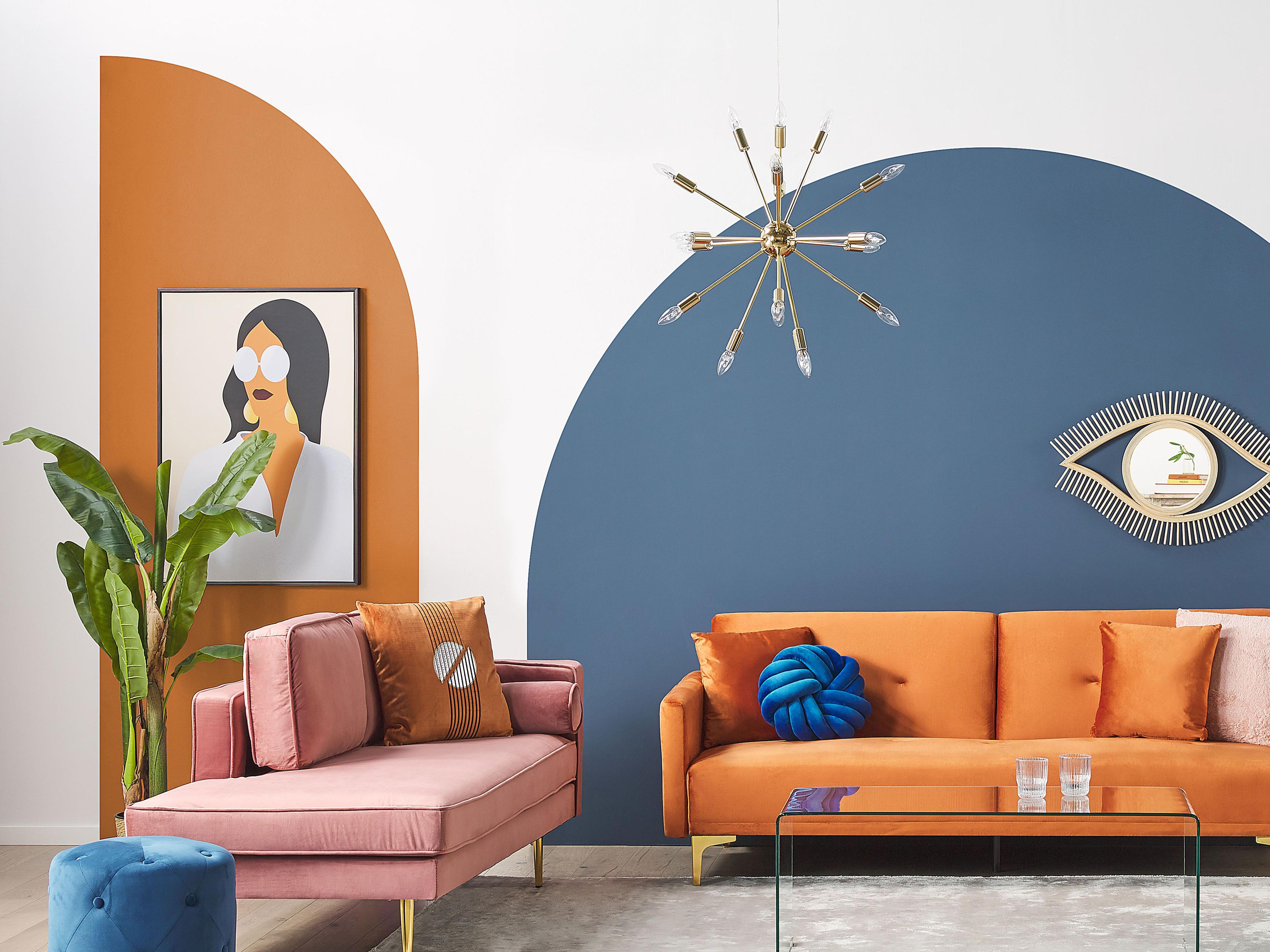 Rechtszijdige chaise longue MIRAMAS Fluweel Roze
