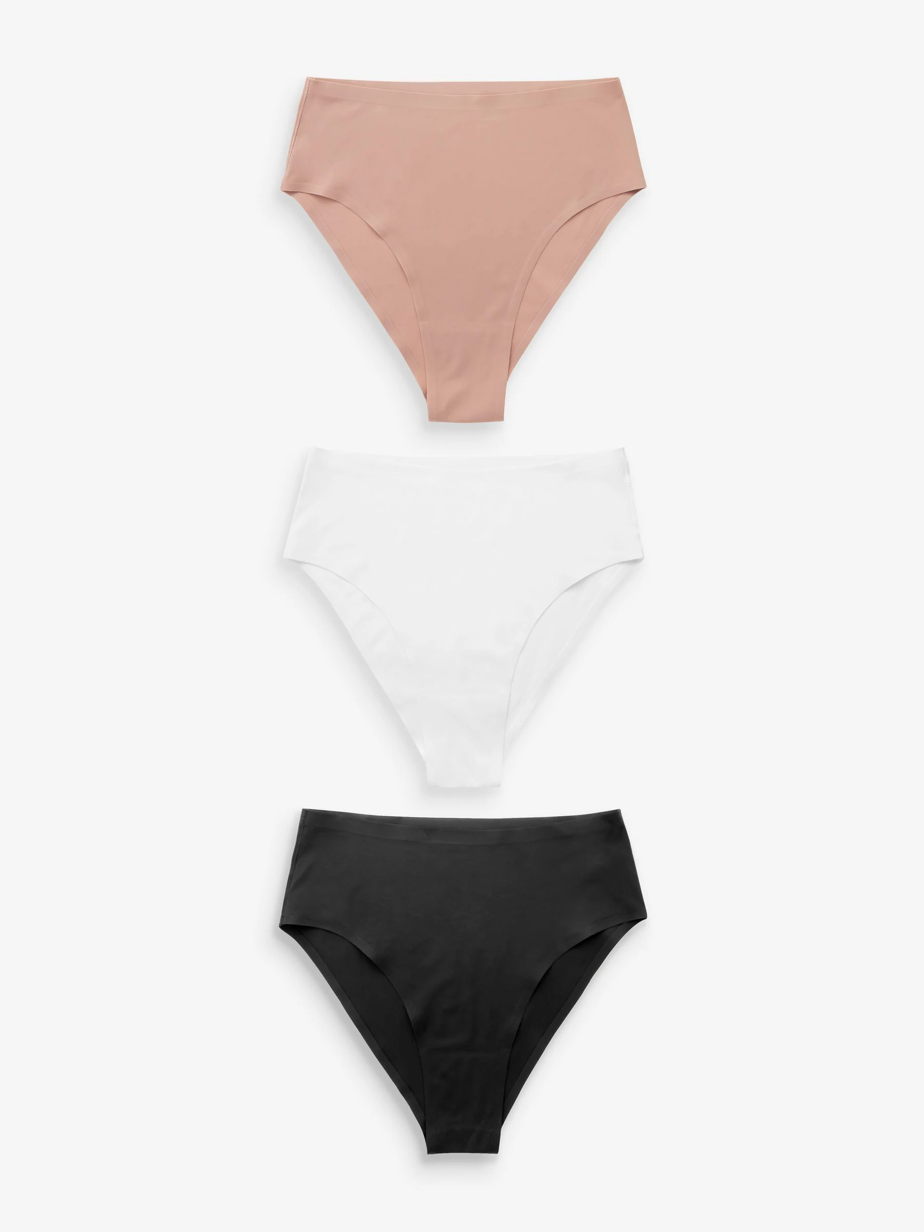 Zwart/wit/praline huidskleur - Geen zichtbare onderbroeklijn comfortabele slips verpakking van 3