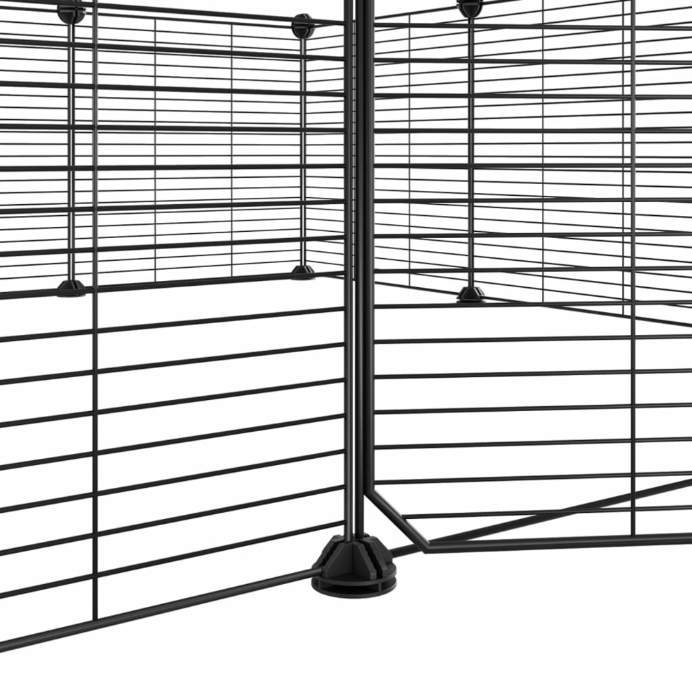 Cage animaux de compagnie à 12 panneaux et porte noir 35x35 cm