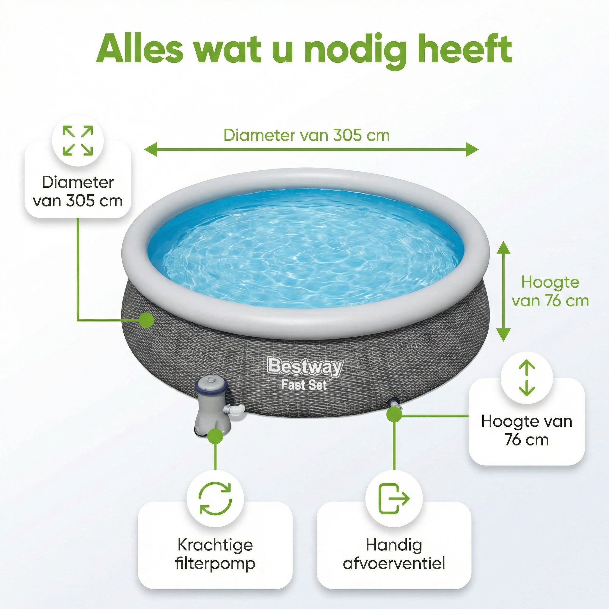 Bestway Fast Set 366x76cm Zwembad – 3-delig