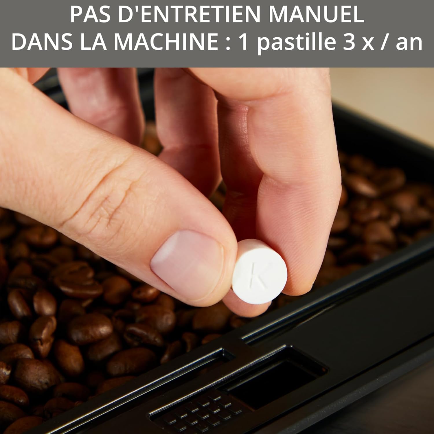 Krups Machine à café broyeur grain, 2 expresso simultanés, Nettoyage automatique, Buse vapeur Cappuccino, Essential blanche EA810570