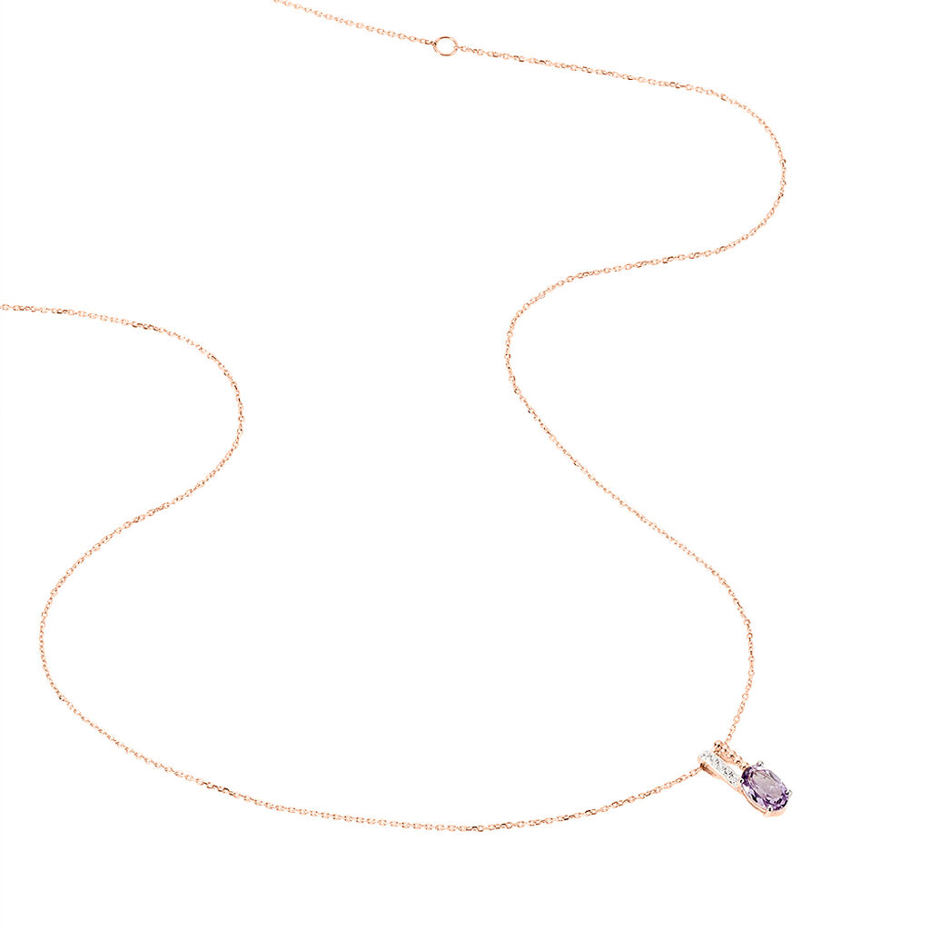 Collier Frannie Or Rose Amethyste Et Oxyde De Zirconium