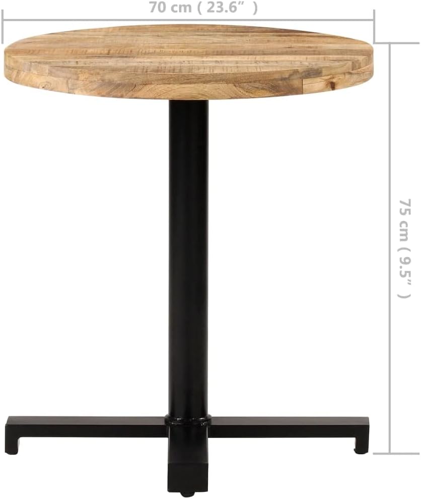 Bistrotisch Rund Ø70x75 cm Raues Mangoholz Bartisch, Bistrotisch Bartheke für Hausbar, Wohnzimmer und Esszimme