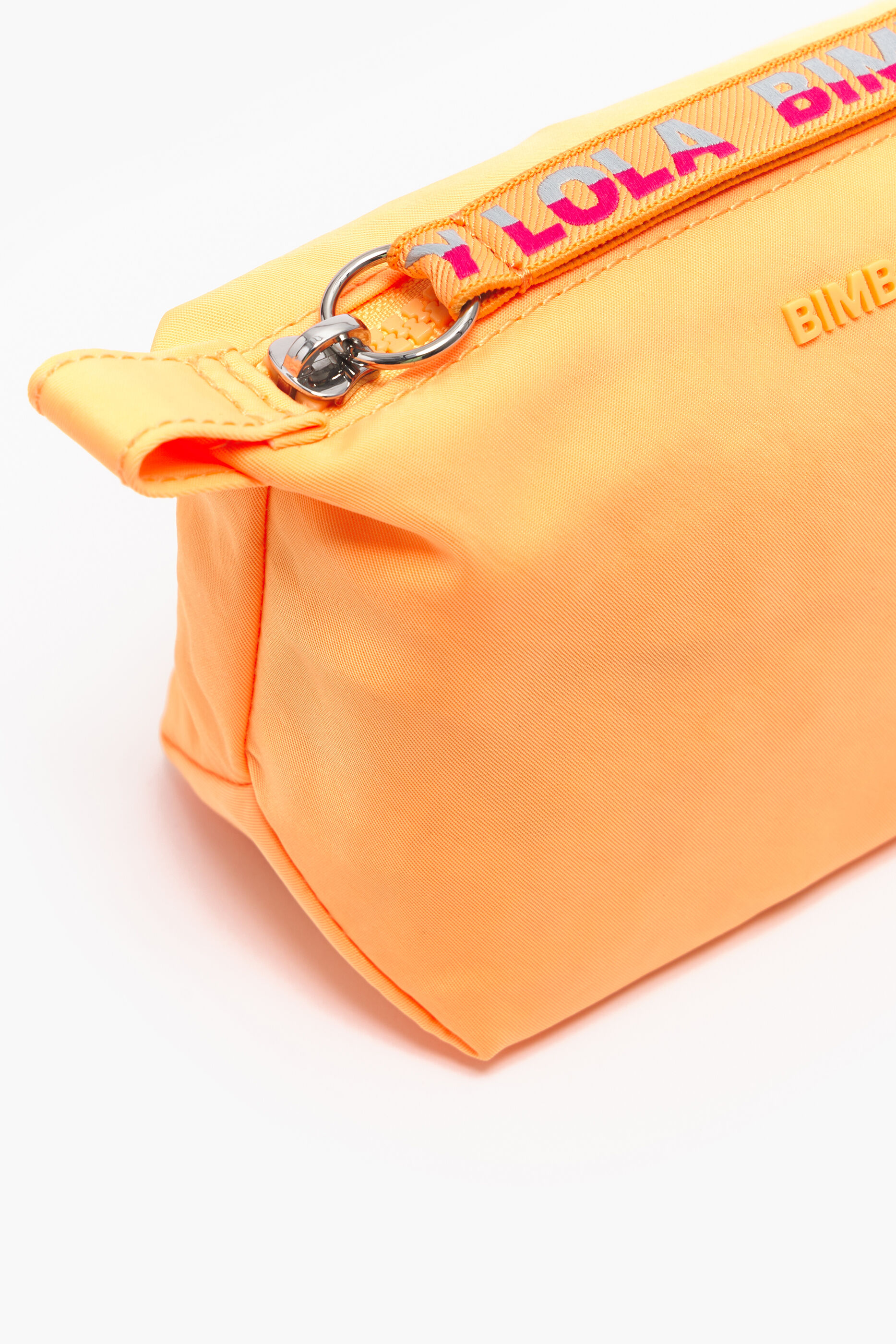Nécessaire trapezoidal de nylon laranja tamanho P