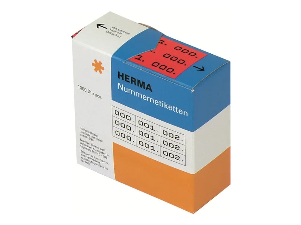 HERMA - Sort, rød - 10 x 22 mm 3000 etikette(r) (1000 ark x 3) selvklæbende nummermærkater