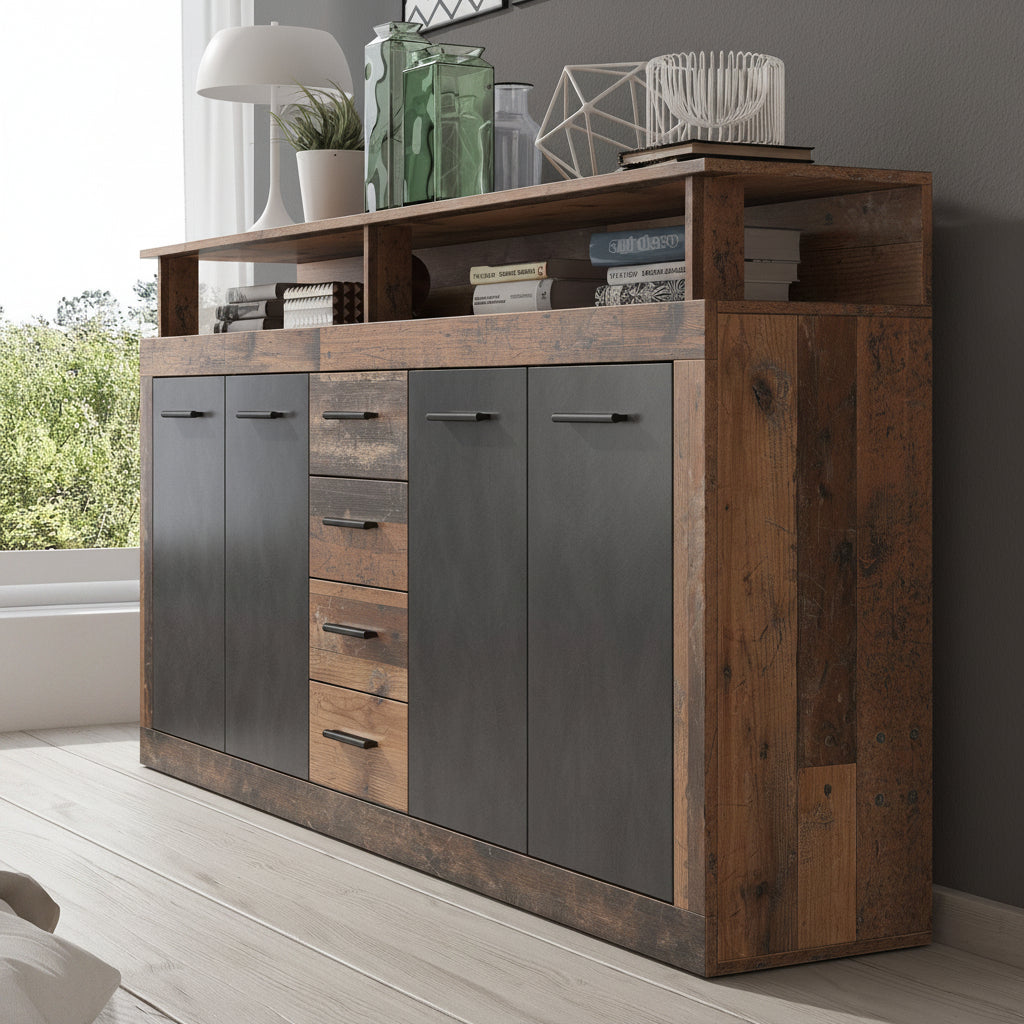 Lavina - Dressoir - Old wood/antraciet - 190x32x96 cm