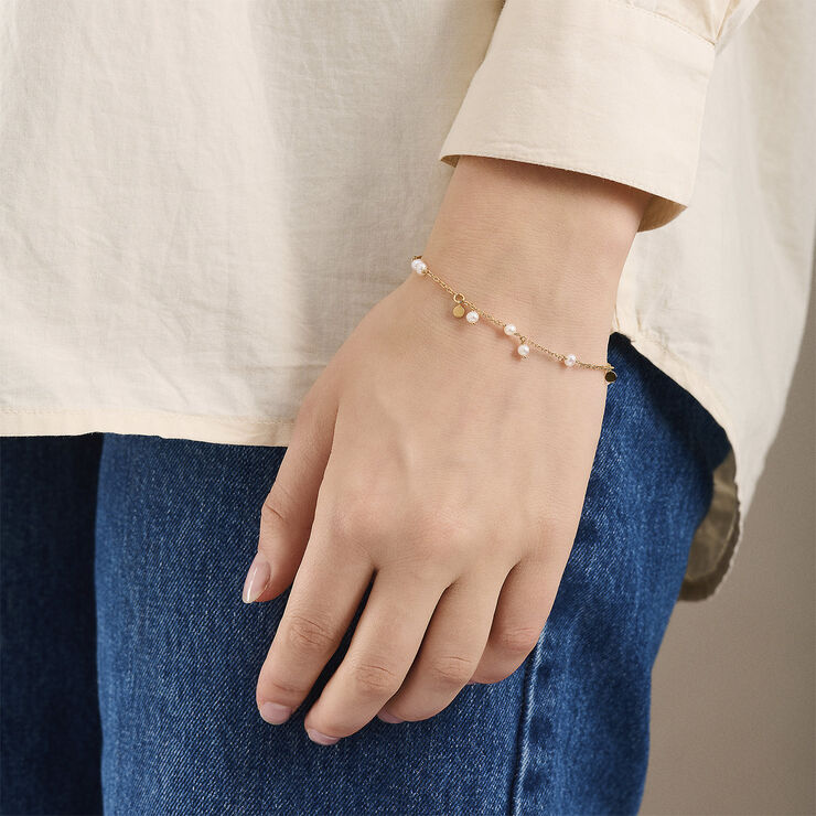 Pernille Corydon Jewellery Ocean Pearl Bracelet Adj. 16-19 cm Guld & hvid
