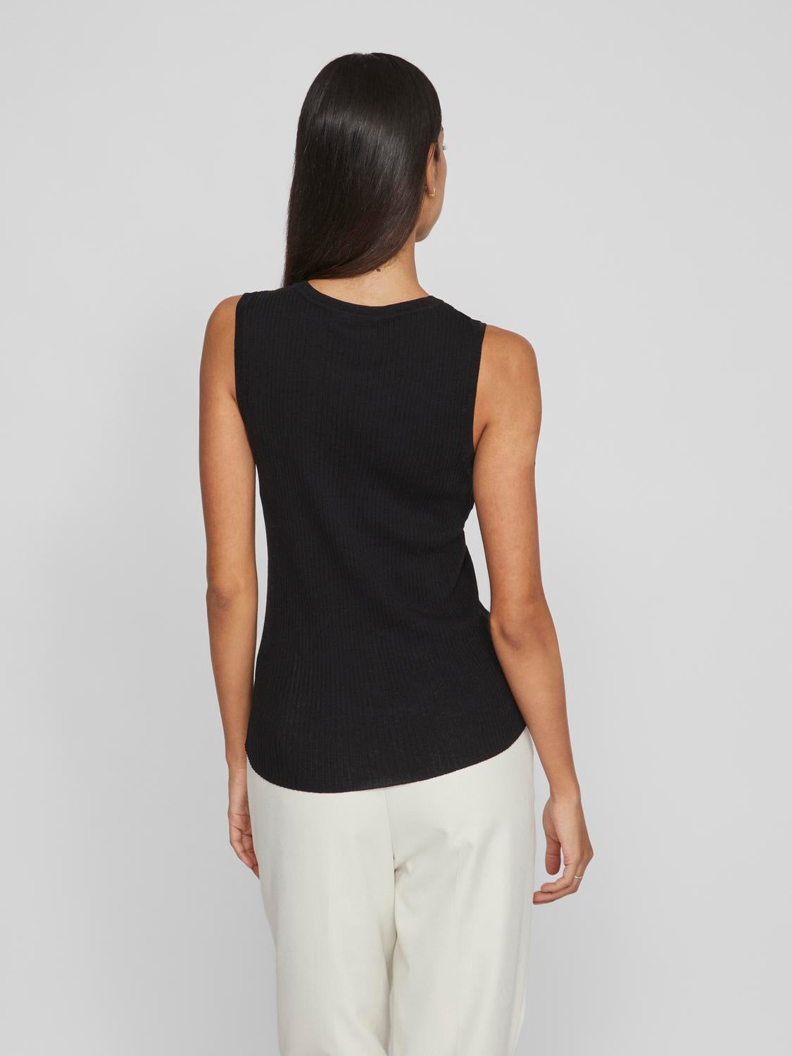 Vila  Viisla ribstrikket top - sort