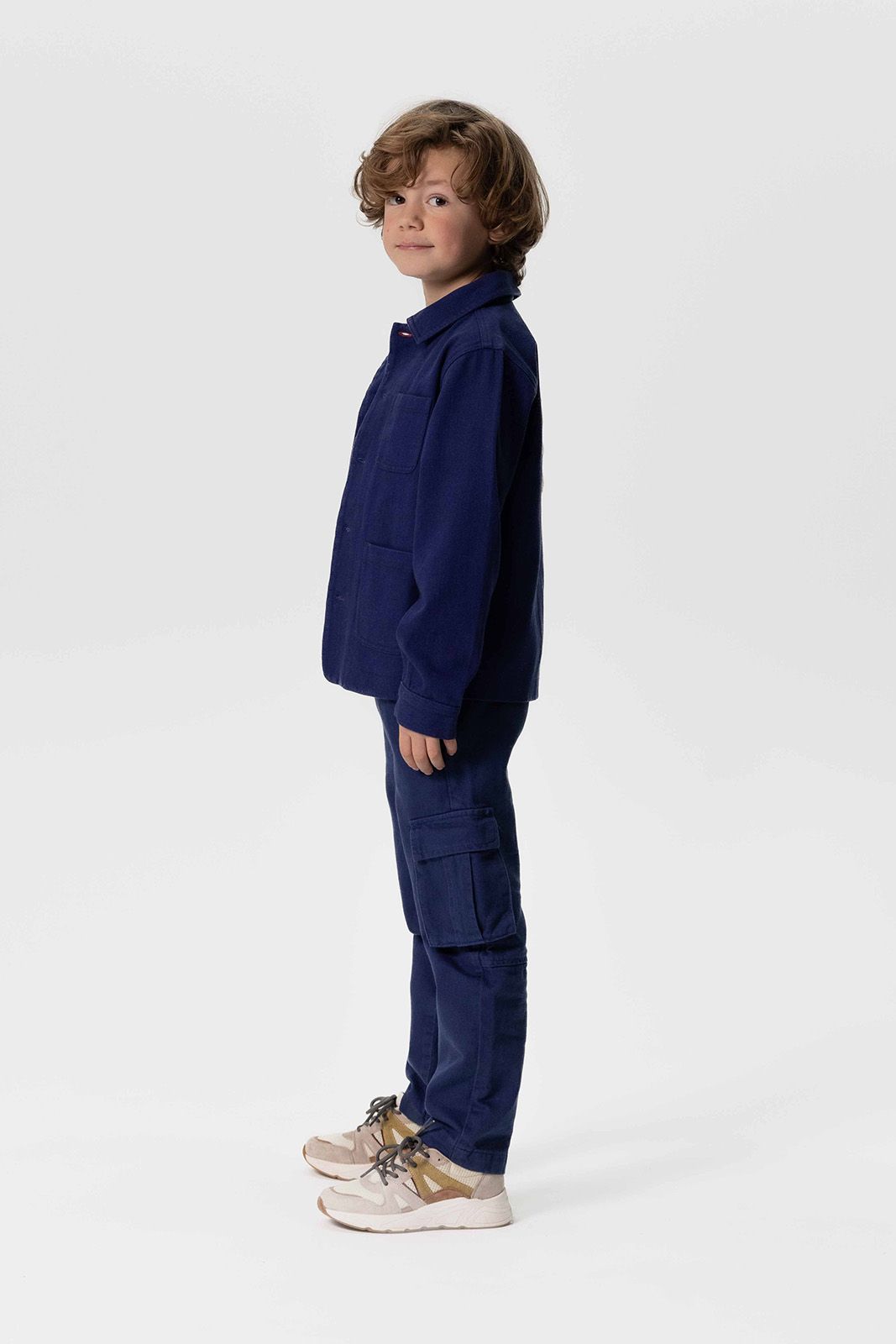 Donkerblauwe twill cargo broek