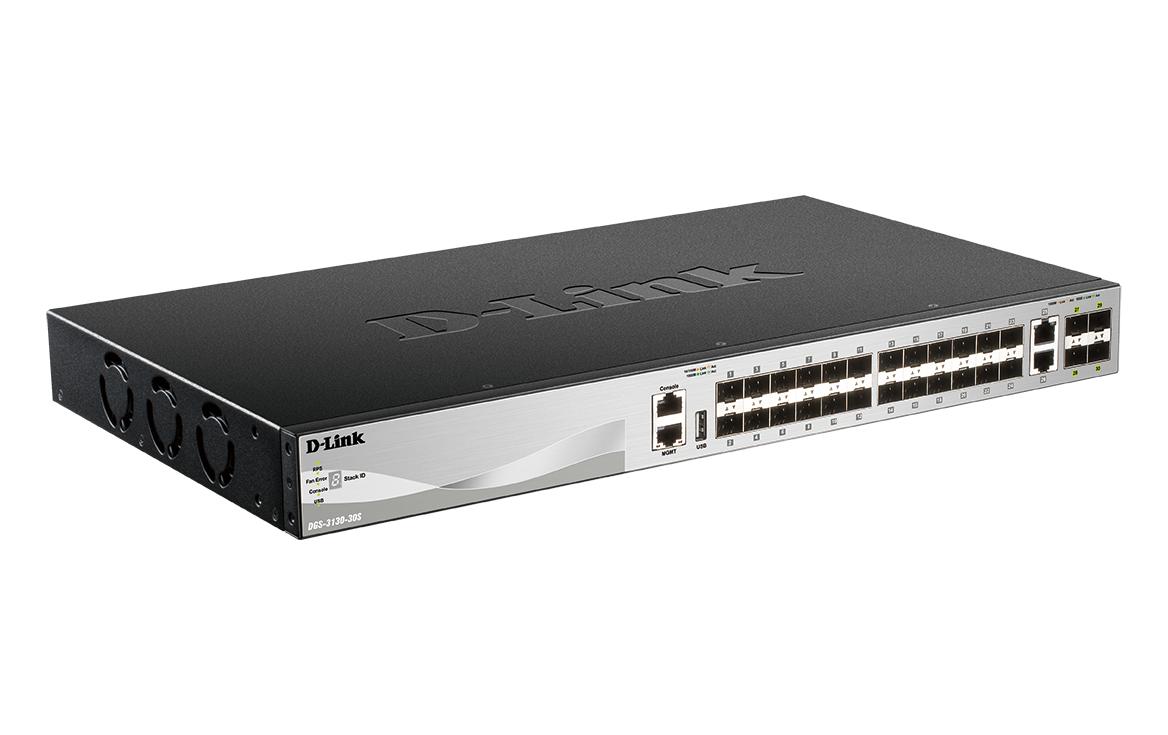 SFP Switch DGS-3130-30S 30 Port<br>Gigabit Layer 3 Stackable Managed Switches DGS-3130 Series