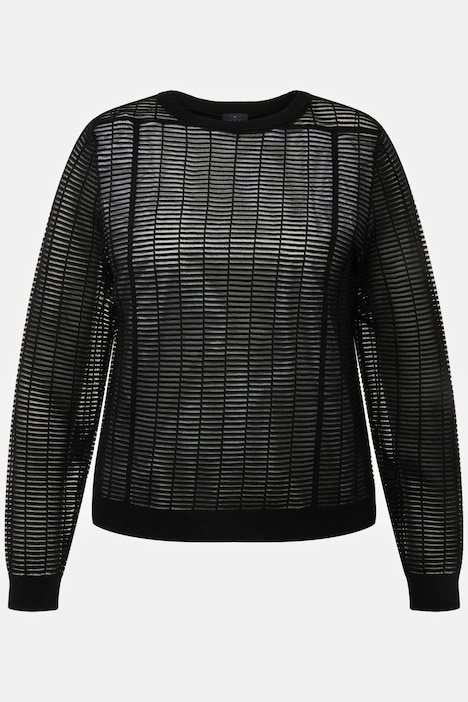 Pullover, Mesh, Feinstrick, Rundhals, Langarm