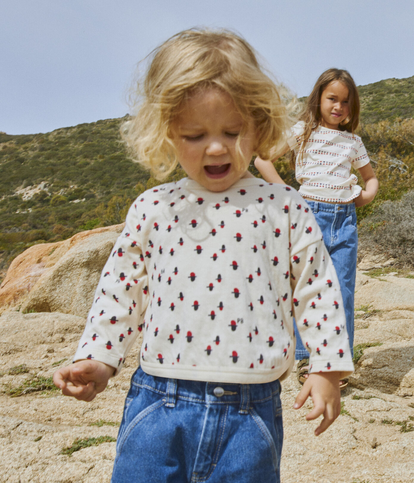 Tee-shirt manches longues bébé imprimé en tubique