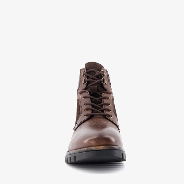 Van Beers leren heren veterboots bruin met suede